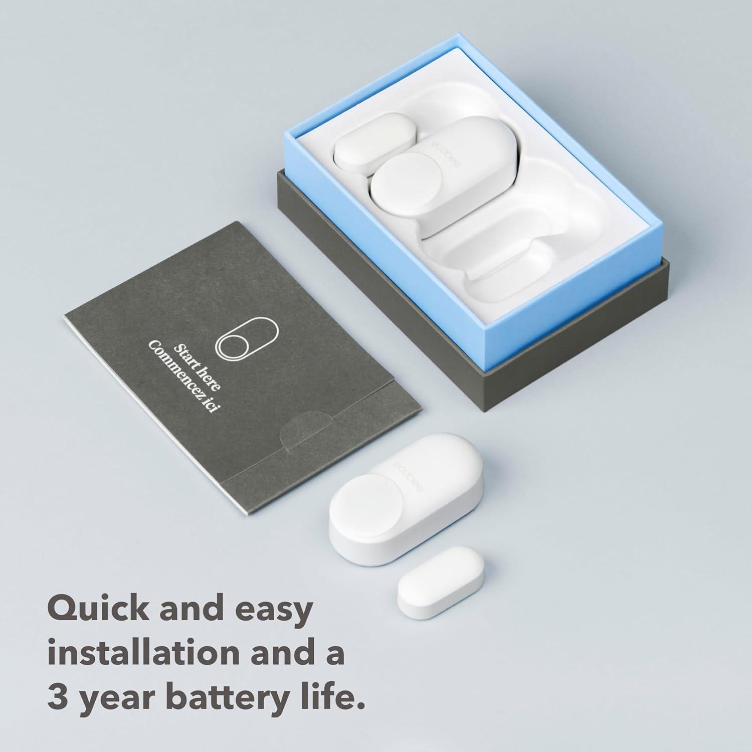image:imageecobee Smart Sensor for Doors amp Windows 2 Pack Wifi Contact Sensor for Home Security Energy Savings Compatible with Smart Thermostats Temperature sensor white