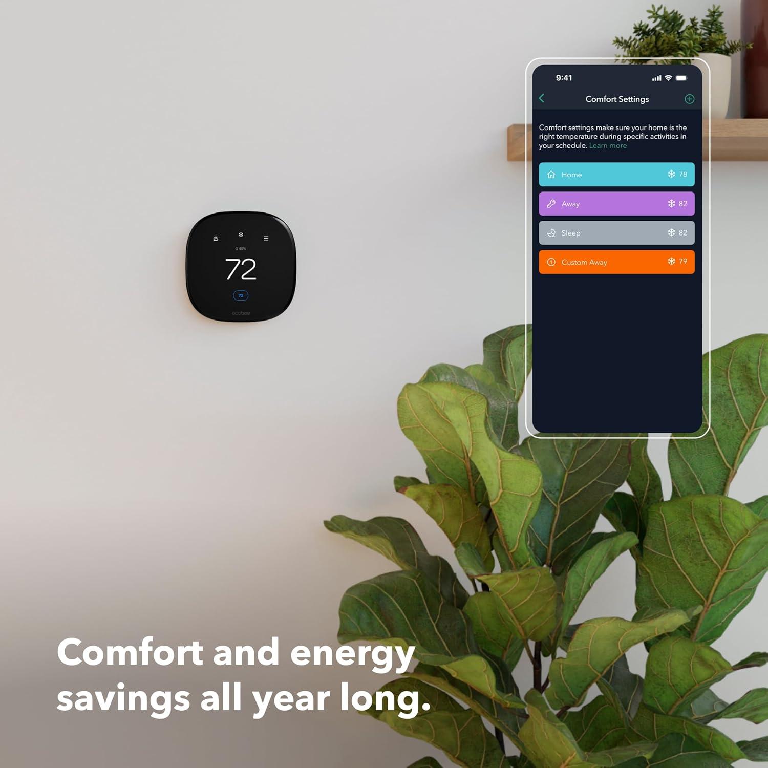 image:imageecobee Smart Thermostat Enhanced Programmable Wifi Thermostat Works with Siri Alexa Google Assistant Energy Star Certified Smart HomeThermostat