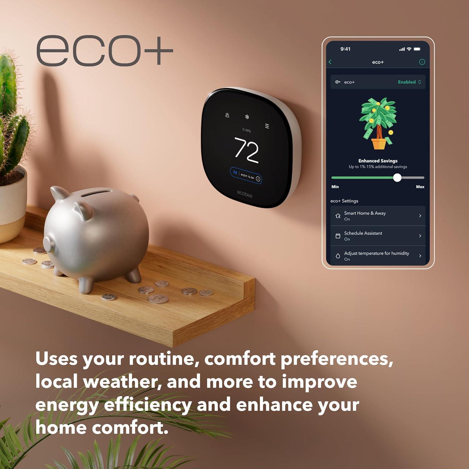 image:imageecobee Smart Thermostat Enhanced Programmable Wifi Thermostat Works with Siri Alexa Google Assistant Energy Star Certified Smart HomeThermostat