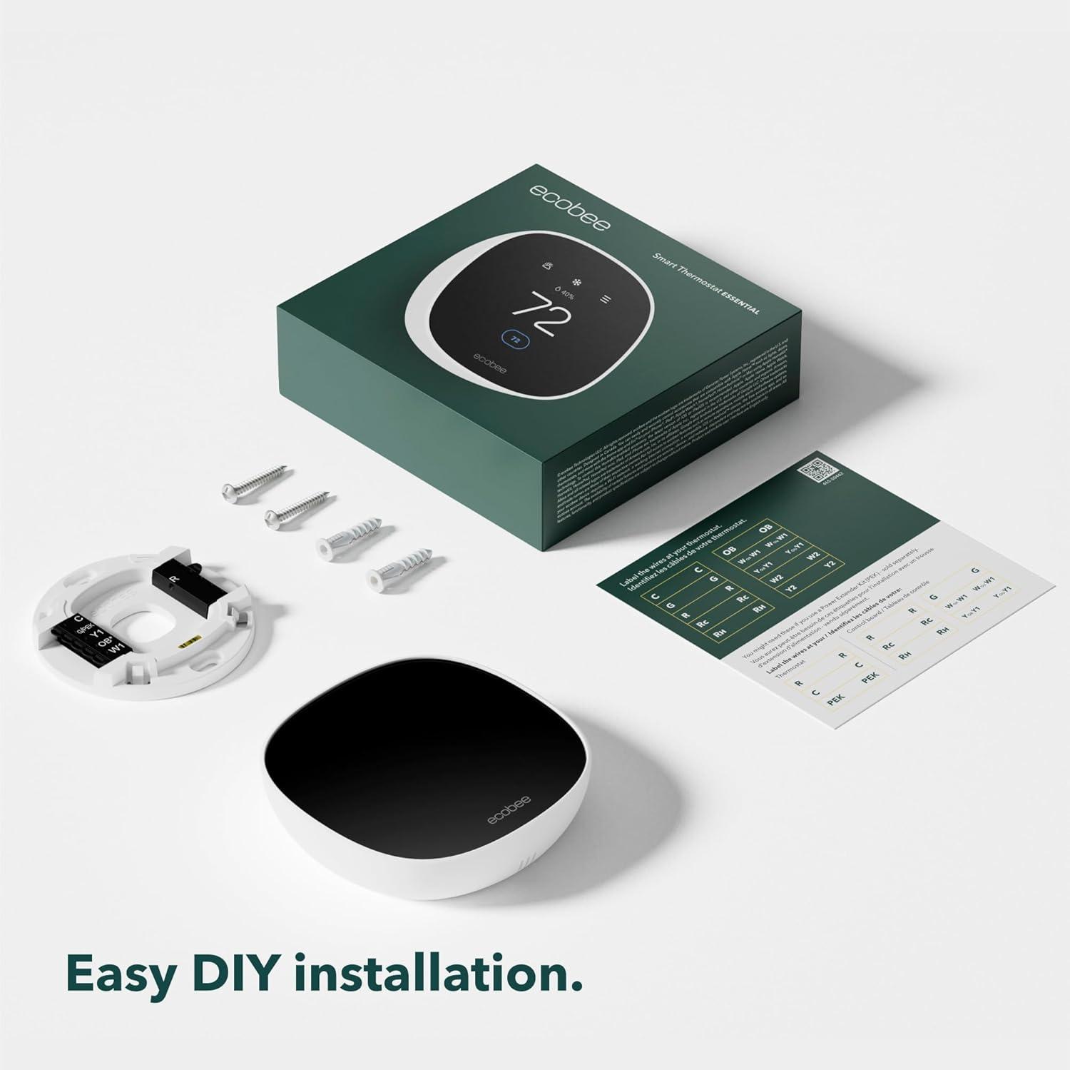 image:imageecobee Smart Thermostat Essential Energy Star Certified programmable WiFi Thermostat Works with Siri Alexa and Google AssistantNew 2025 ecobee Smart Thermostat Essential Energy Star Certified programmable WiFi Thermostat Works with Siri Alexa and Google Assistant