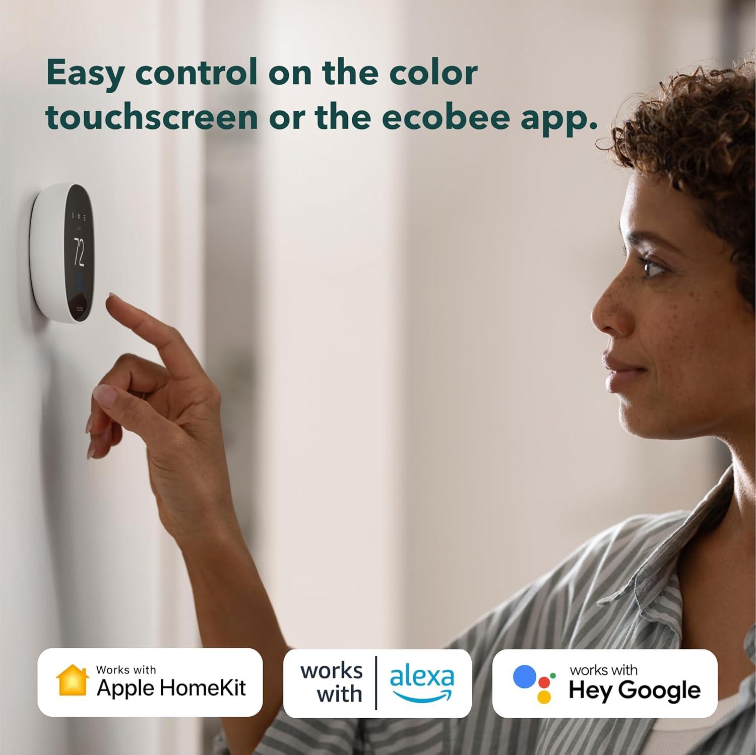 image:imageecobee Smart Thermostat Essential Energy Star Certified programmable WiFi Thermostat Works with Siri Alexa and Google AssistantNew 2025 ecobee Smart Thermostat Essential Energy Star Certified programmable WiFi Thermostat Works with Siri Alexa and Google Assistant