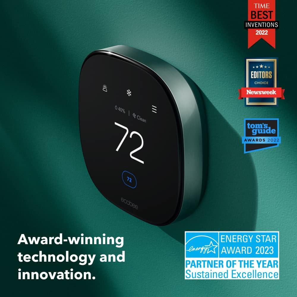image:imageecobee Smart Thermostat Premium with Siri and Alexa and Built in Air Quality Monitor and Smart Sensor with SmartSensor for Doors and Windows 2Pack WhiteThermostat Door Window Sensors