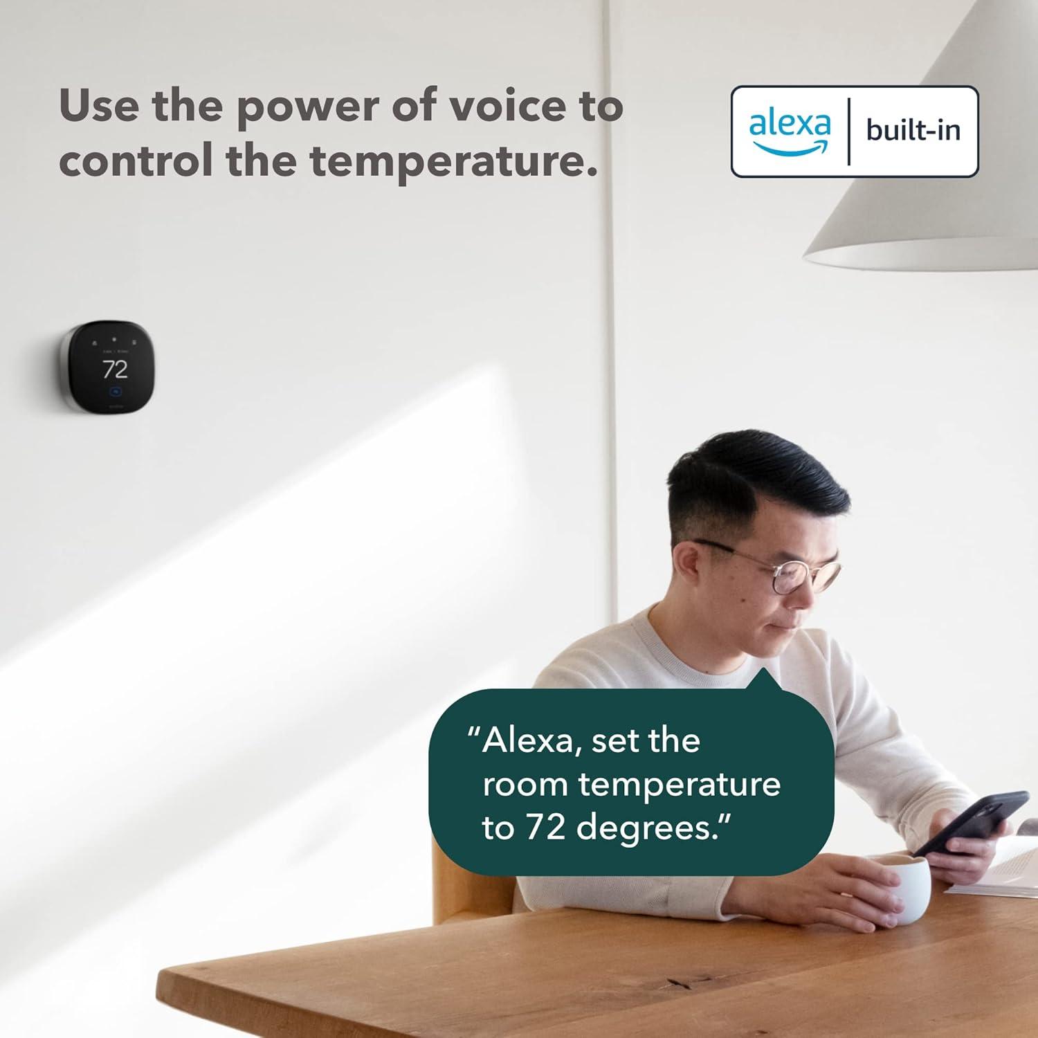 image:imageecobee Smart Thermostat Premium with Siri and Alexa and Built in Air Quality Monitor and Smart Sensor with SmartSensor for Doors and Windows 2Pack WhiteThermostat Door Window Sensors