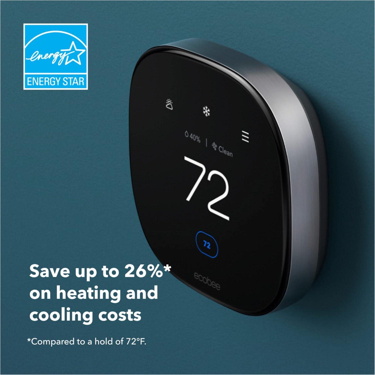 image:imageecobee Smart Thermostat Premium with Siri and Alexa and Built in Air Quality Monitor and Smart Sensor with SmartSensor for Doors and Windows 2Pack WhiteThermostat Door Window Sensors