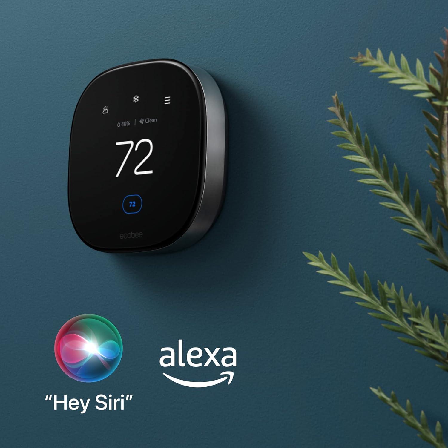 image:imageecobee Smart Thermostat Premium with Siri and Alexa and Built in Air Quality Monitor and Smart Sensor with SmartSensor for Doors and Windows 2Pack WhiteThermostat Door Window Sensors