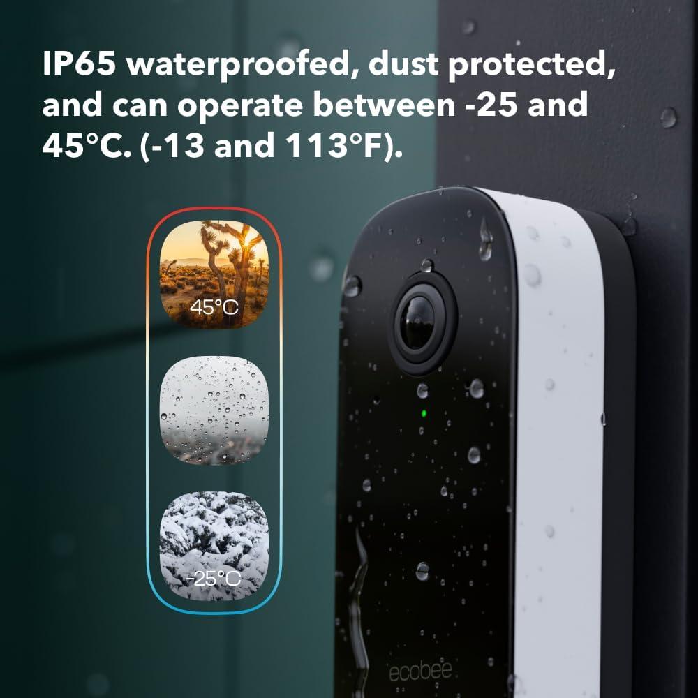 image:imageecobee Smart Video Doorbell Camera Wired with Industry Leading HD Camera Smart Security Night Vision Person and Package Sensors 2Way Talk and Video amp Snapshot RecordingSmart Doorbell Video Camera