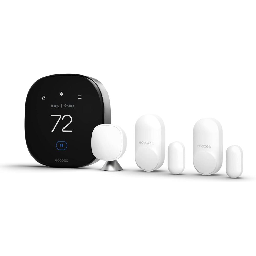 image:imageecobee Smart Thermostat Premium with Siri and Alexa and Built in Air Quality Monitor and Smart Sensor with SmartSensor for Doors and Windows 2Pack WhiteThermostat Door Window Sensors