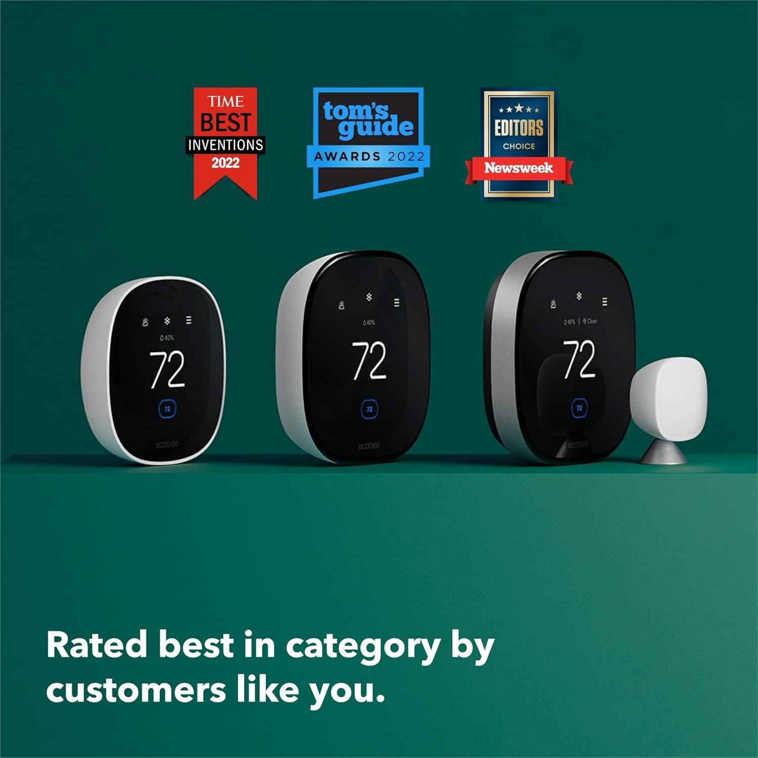 image:imageecobee Smart Thermostat Essential with Trim Kit Programmable WiFi Thermostat ecobee Trim PlateEssential Trim Kit