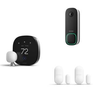 ecobee Total Security Bundle with 1-Year Smart Security Advanced Subscription, Smart Home Security System, Smart Thermostat Premium, Doorbell Camera, SmartSensor(Total Security Bundle with 1 Year Advanced Subscription)