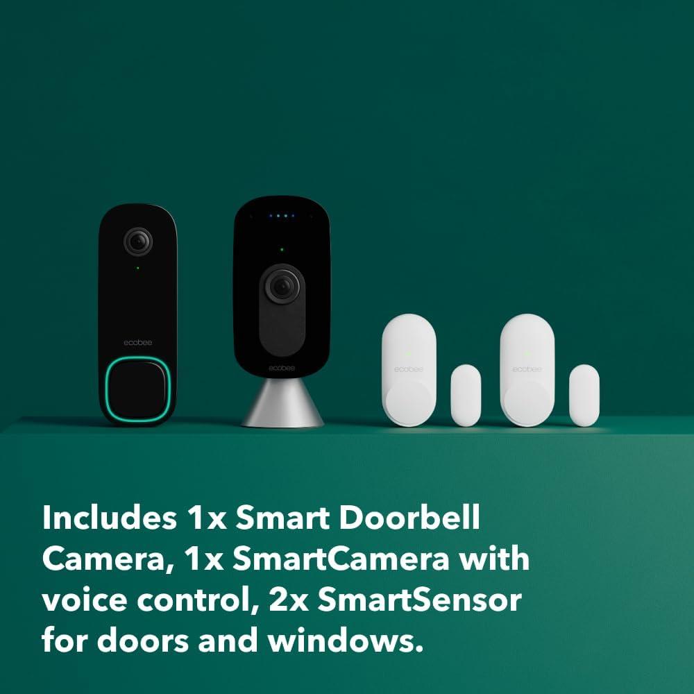 image:imageecobee Home Security Bundle with Smart Doorbell Camera Wired SmartSensor for Doors and Windows and SmartCamera with Voice ControlHome Security Bundle with 30 Day Subscription Trial