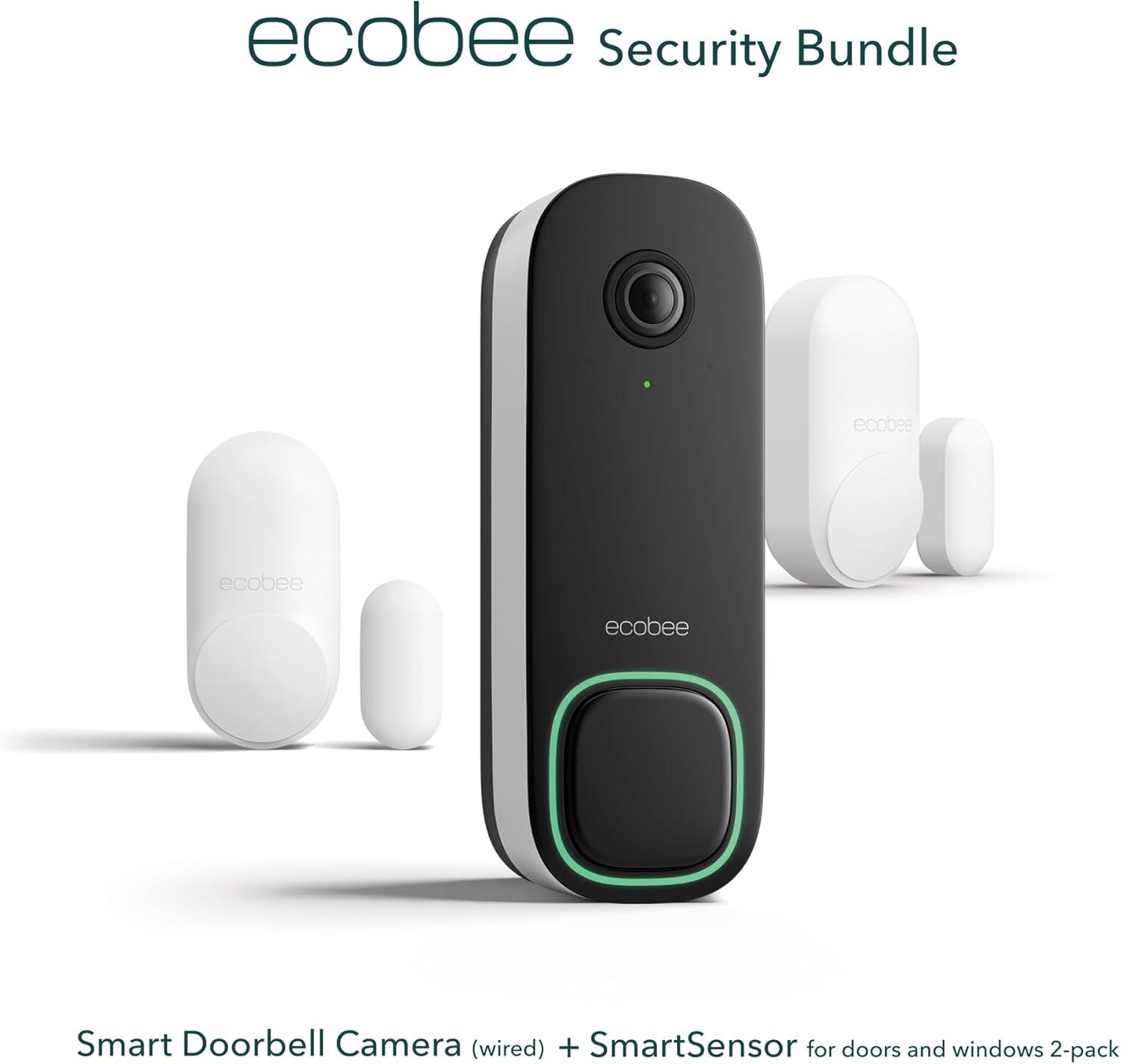 image:imageecobee Security Bundle Pack Smart Doorbell Camera Wired SmartSensor for Doors and Windows 2PackSecurity Bundle Pack