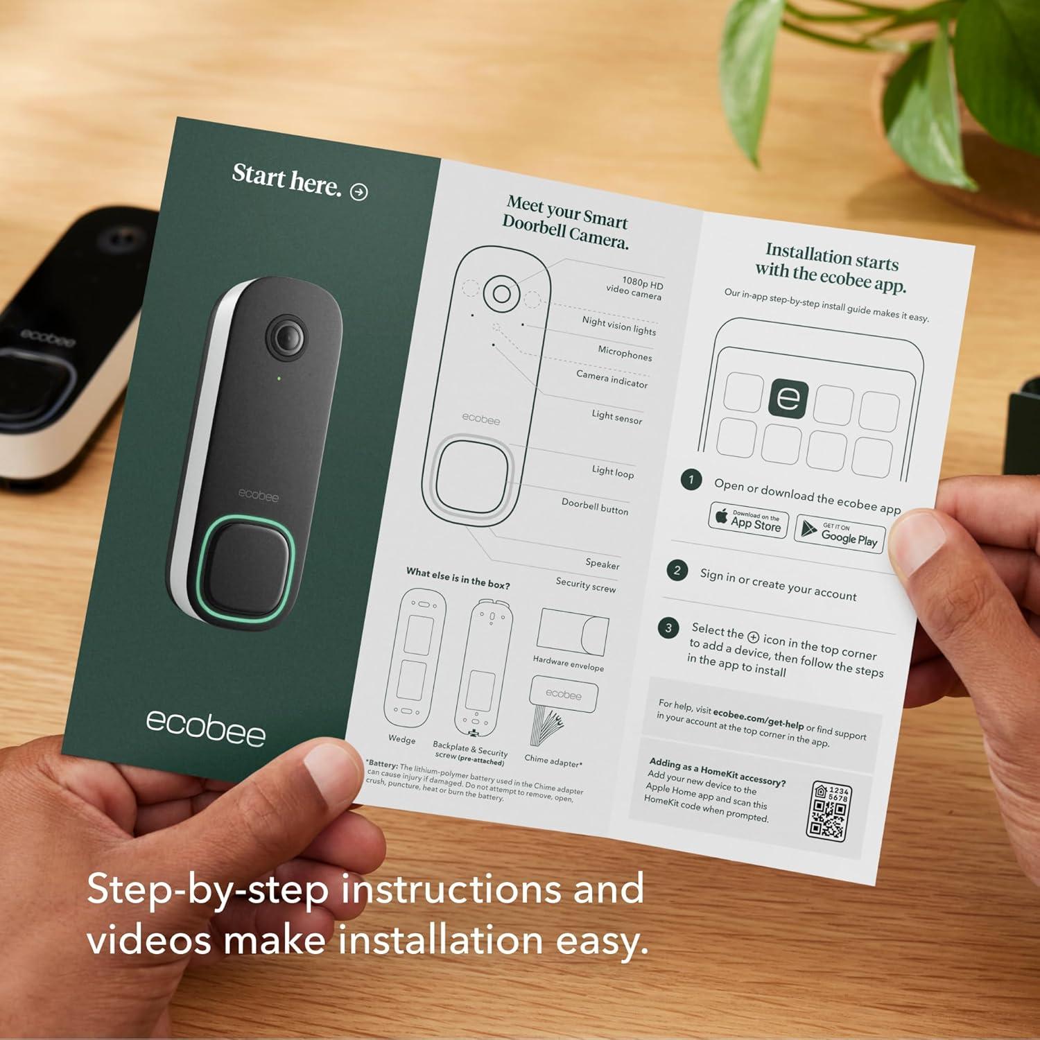 image:imageecobee Security Bundle Pack Smart Doorbell Camera Wired SmartSensor for Doors and Windows 2PackSecurity Bundle Pack