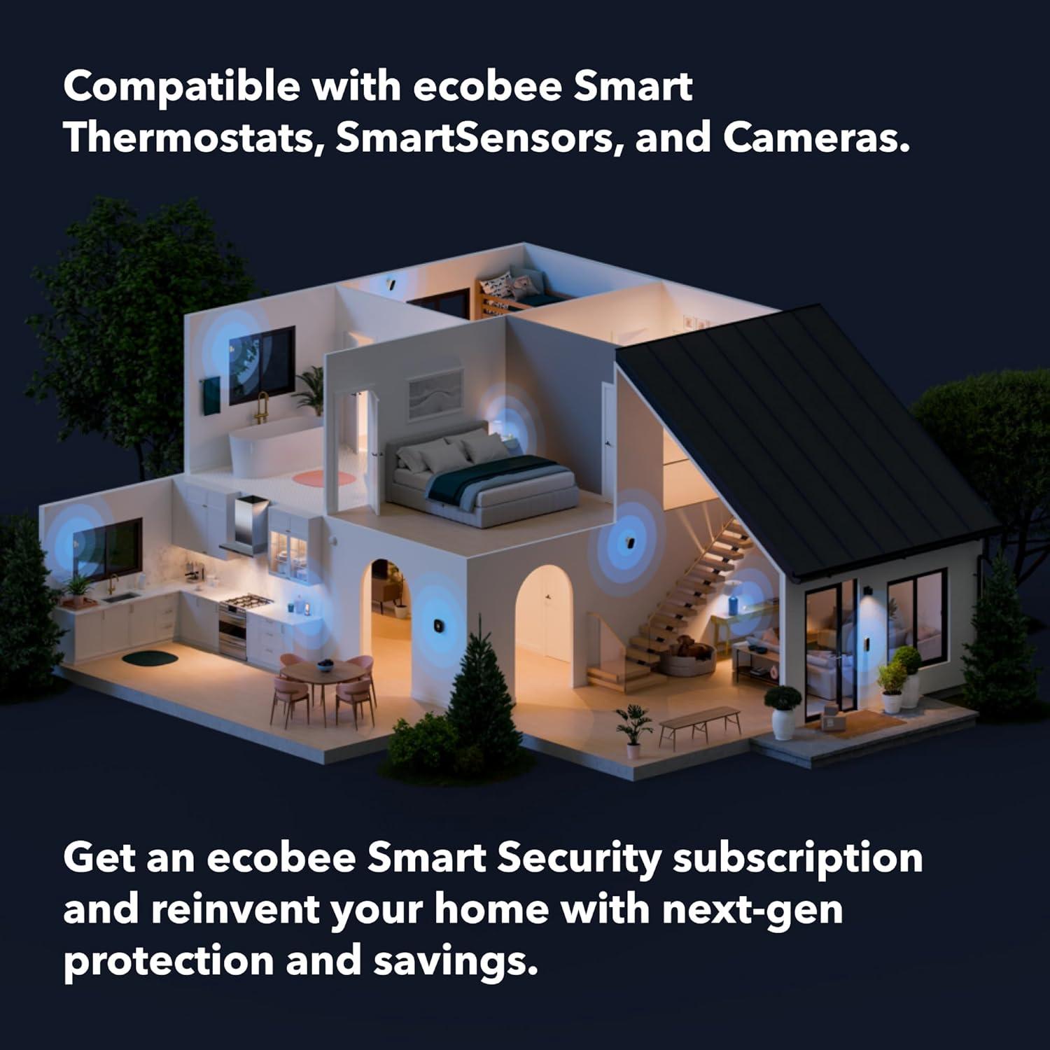 image:imageecobee Smart Security Advanced Plan 1 Year Subscription Unlimited Cameras 30day video history person detection package detection Security Surveillance and Monitoring Home Security Arm and Disarm Cancel Anytime