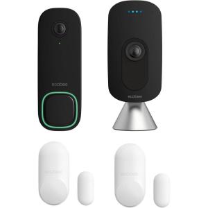 ecobee Home Security Bundle with Smart Doorbell Camera (Wired), SmartSensor for Doors and Windows, and SmartCamera with Voice Control.(Home Security Bundle with 30 Day Subscription Trial)